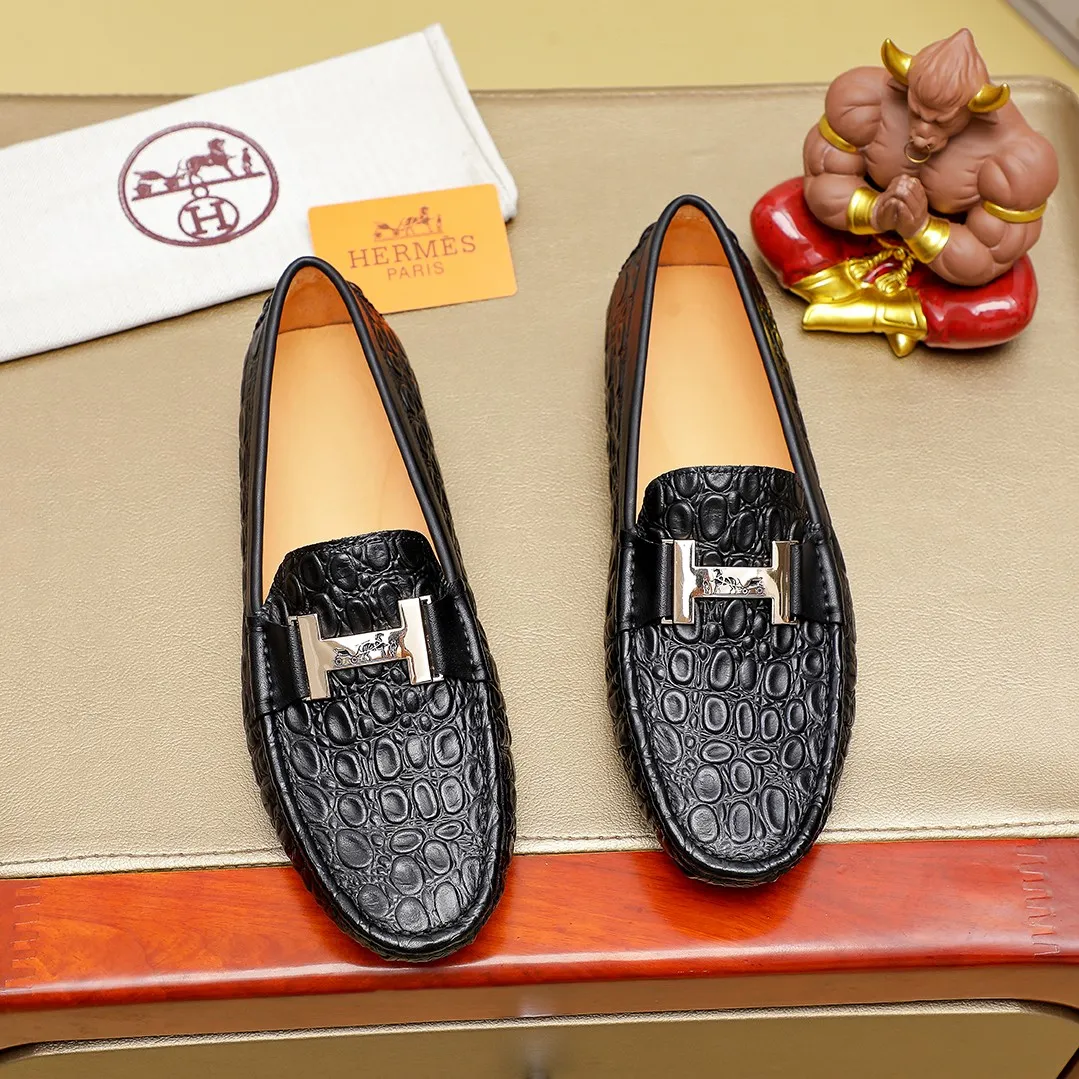 Men's shoes 💰360 🕷🕷【HERMES】The same style as Hermès counters🇨🇳Classic slip-on shoes 1:1 mold opening💯Original quality🍓Using imported first-layer cowhide🍅Pigskin lining🌶🌶Super high-end men's leather shoes🇨🇳Solid and stable Very special🍇color, optional! Code number 38-45……